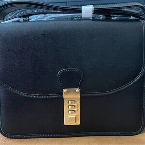 Amiet Swiss-made locking black leather hard-sided bag